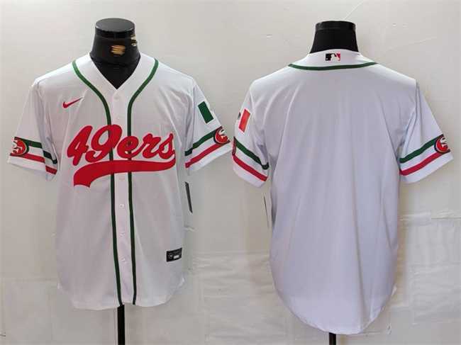 Men%27s San Francisco 49ers Blank White With Patch Cool Base Stitched Baseball Jersey